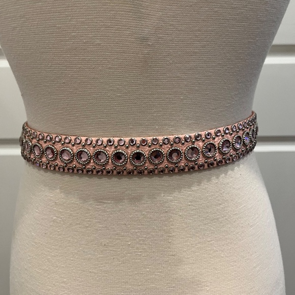 Gorgeous Vintage Kippys Pink Belt w/ Pink Swarovski Crystals, Leather, sz S / M main image 8